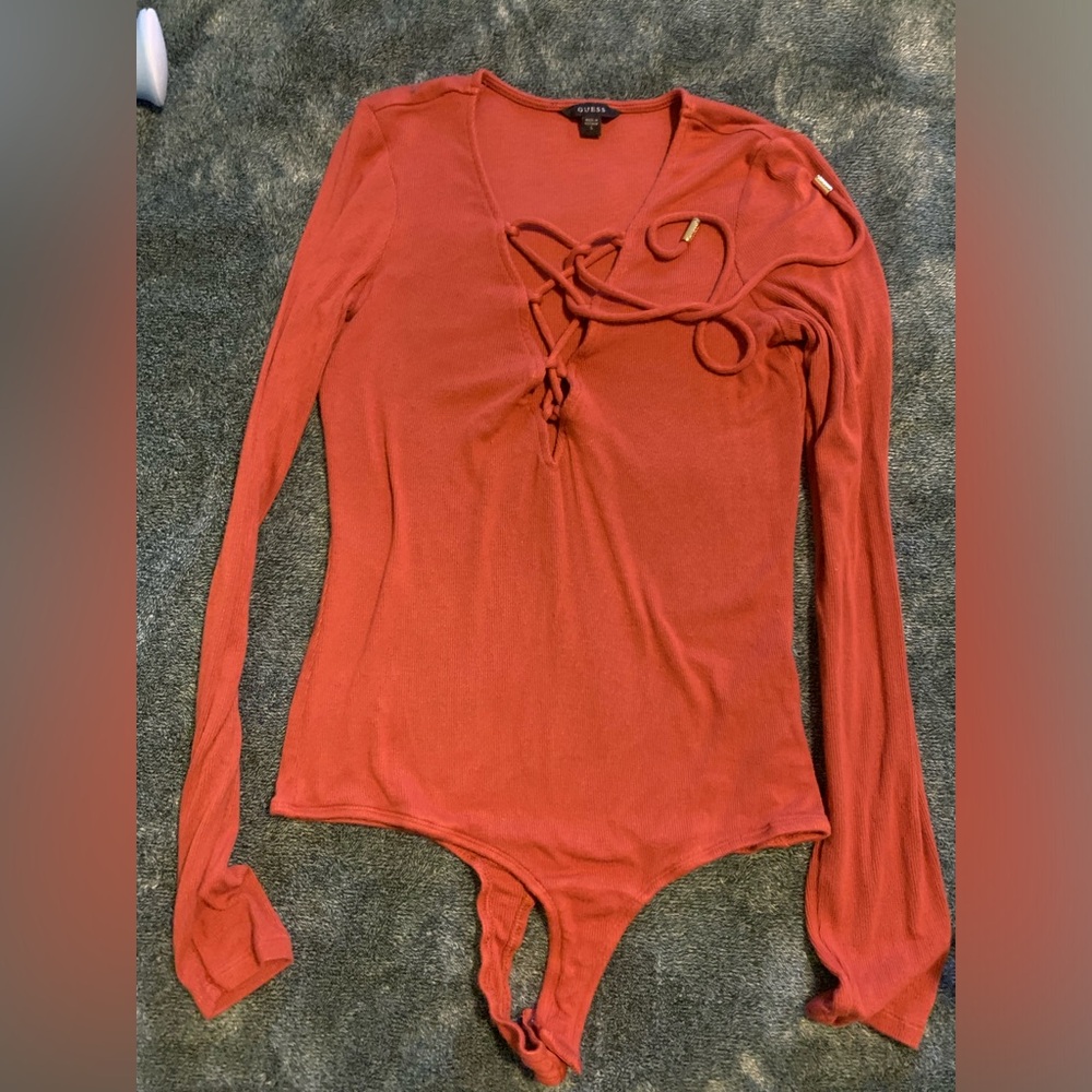 Guess Autumn Orange lace up Onesie